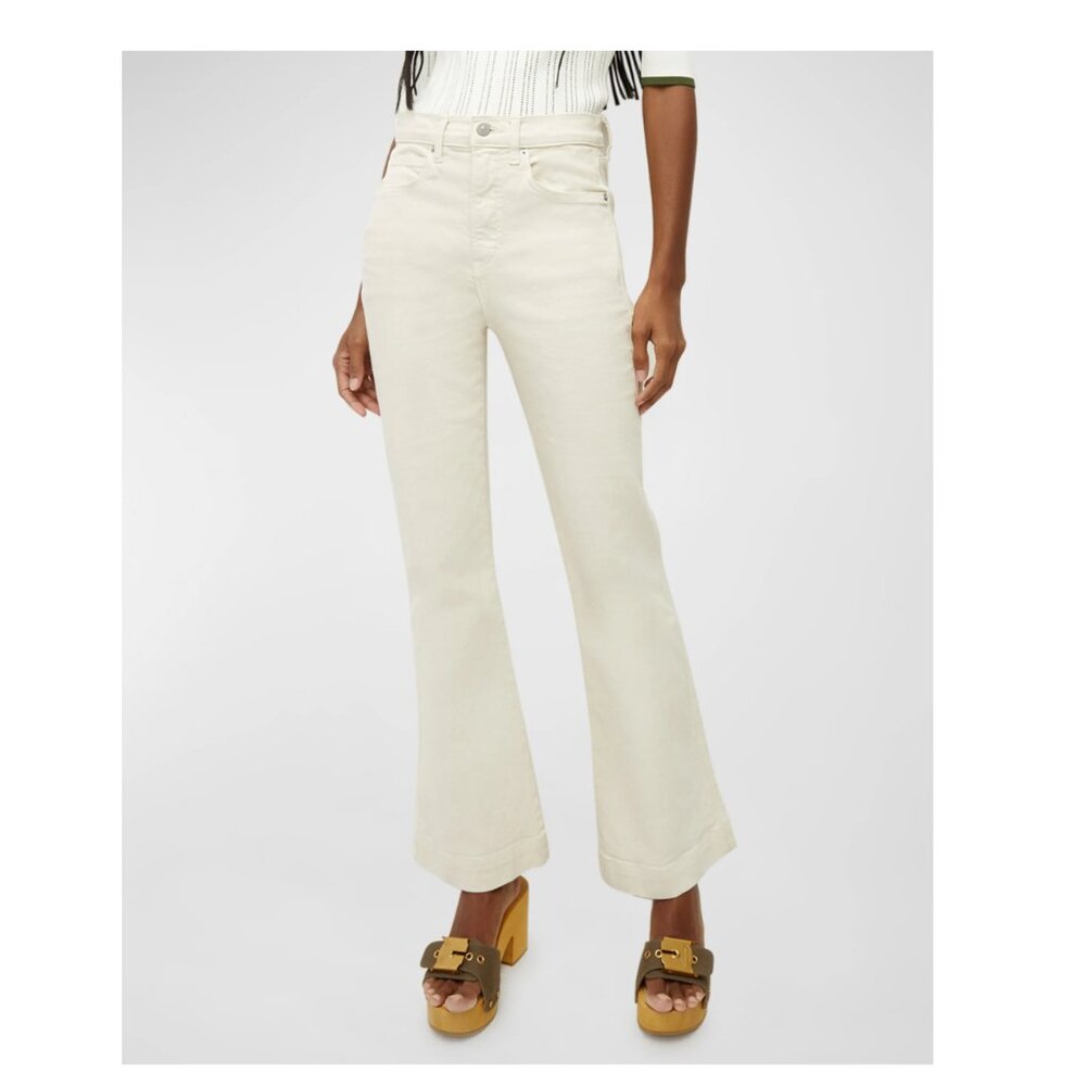 Veronica Beard Carson High Rise Ankle Flare, Size: 29, Color: Ecru